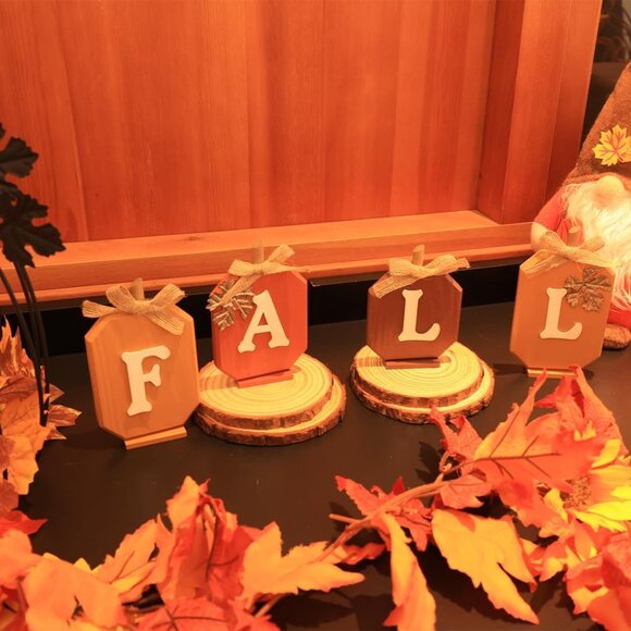 Fall Decorations for Home, Pumpkin Wood Sign with Fall Lettered for Fall Decor, - Picture 2 of 9